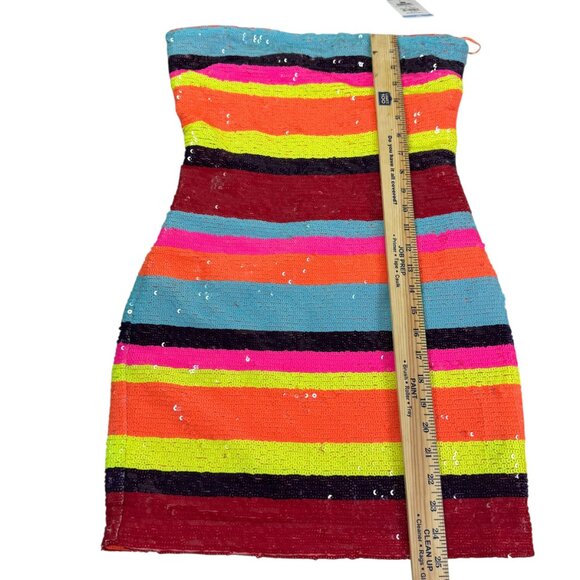 Ramy Brook Winnie Strapless Sequin Mini Dress Size 4 NWT | Multicolor Rainbow - Picture 14 of 15